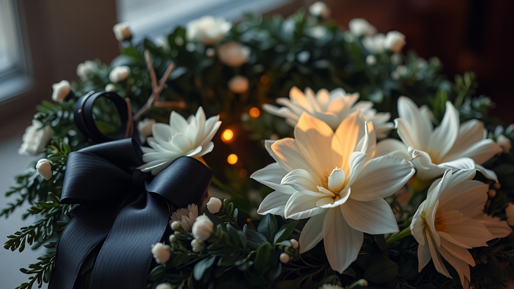 화환 주문 시 유의사항 (realistic 스타일)